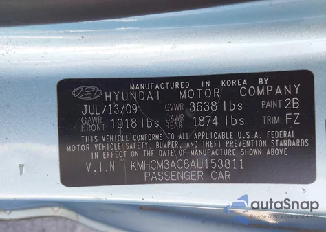 2010 Hyundai Accent Gs из США, поврежденный, VIN KMHCM3AC8AU153811